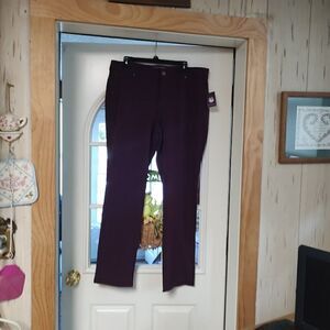New Gloria Vanderbilt Alisa Plum Wine Trousers Straight Leg Women's 12 Average